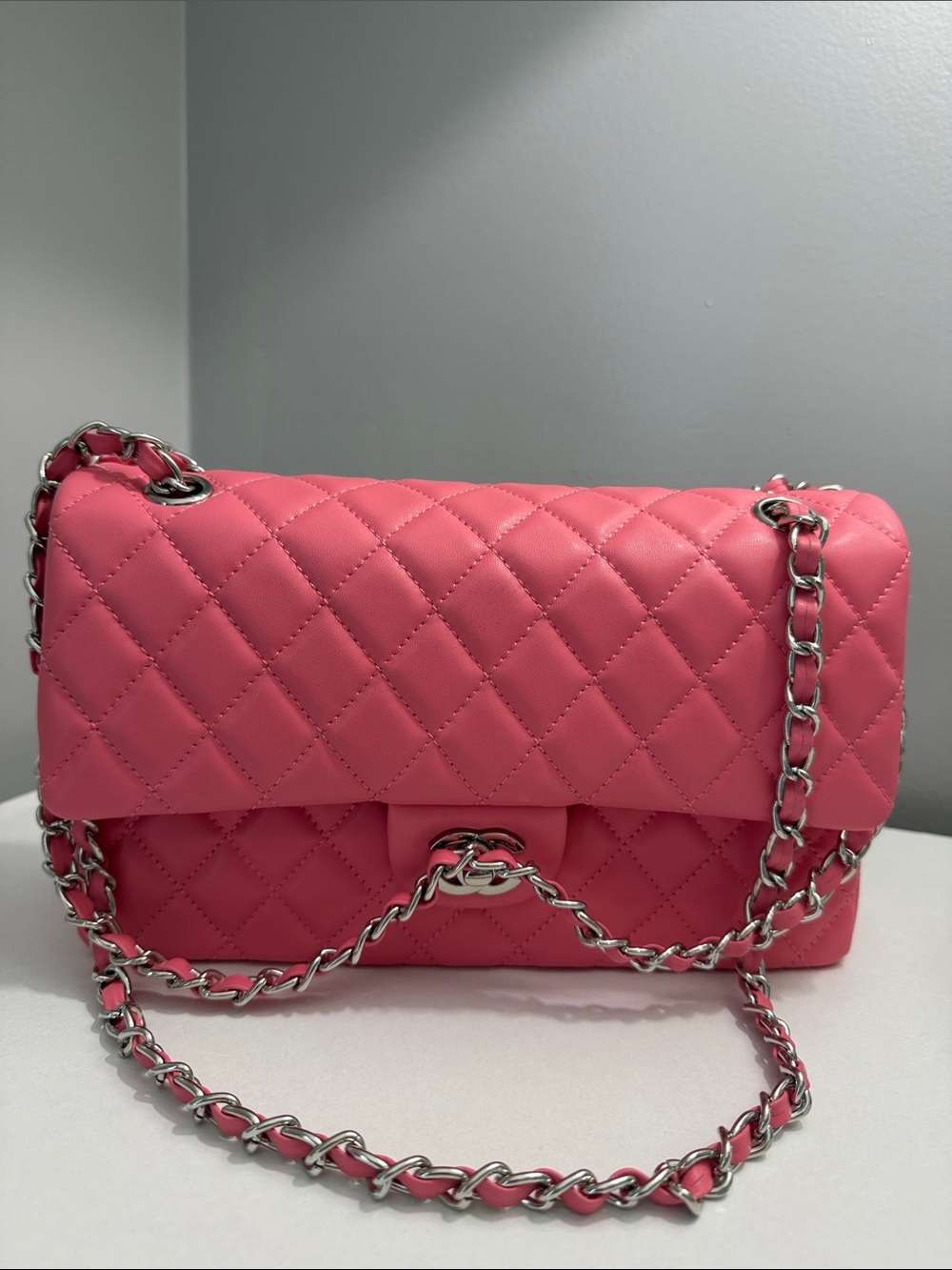 Quilted Pink Chain Shoulder Bag